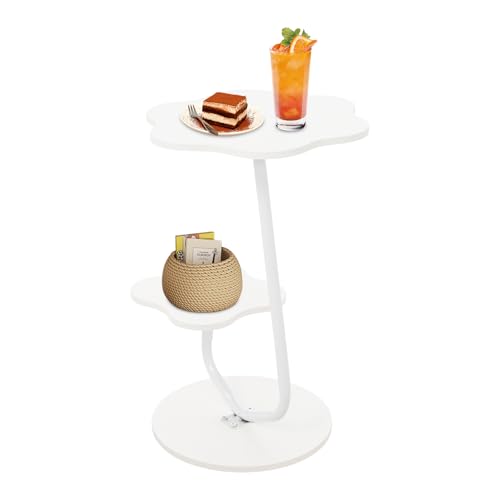 2-Stöckiger Kleiner Beistelltisch, Verschiedenen Größen Blumenförmig Design, Wohnzimmertisch Kaffeetisch mit Runde Basis, Sofatisch für Wohnzimmer Schlafzimmer. von RUETERY