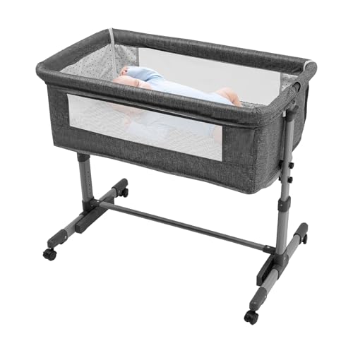 Beistellbett Baby, Babybett mit 4 Räder mit Bremse, 6-Stufige Höhenverstellung, Einstellung Neigung 5 °, Schwingwinkel 15° Faltbare Babywiege für Babys von 0-24 Monaten Beistellbett Baby, Babybett mit 4 Räder mit Bremse, 6-Stufige Höhenverstellung, Einstellung Neigung 5 °, Schwingwinkel 15° Faltbare Babywiege für Babys von 0-24 Monaten von RUETERY