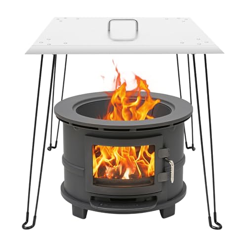Feuergrube Wärmeabweiser, Outdoors Fire Pit Heat Deflector mit Wärmeleitung und Wärmeabgabe, 4 Klappbaren Beinen Geliefert und Handhabung, für Innen- oder Außenbereich.(Square) von RUETERY