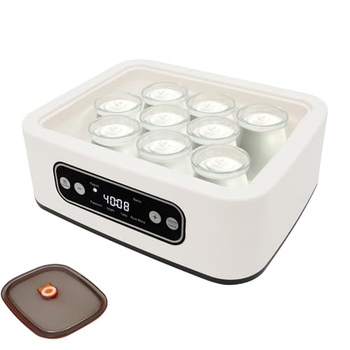 Joghurtbereiter, Joghurtmaschine mit Temperaturregelung, LED-Digitalanzeige, Einstellbarer Zeit Joghurt Maker mit 9 Bechern für Joghurt, Natto und Reiswein Joghurtbereiter, Joghurtmaschine mit Temperaturregelung, LED-Digitalanzeige, Einstellbarer Zeit Joghurt Maker mit 9 Bechern für Joghurt, Natto und Reiswein von RUETERY