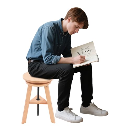 RUETERY Hocker Höhenverstellbar, Hocker Holz mit 360° Gedreht, Doppelschichtige Design, Küchenhocker Rund Sitzfläche 30cm für Schulen, Büros, Galerien, Küchen RUETERY Hocker Höhenverstellbar, Hocker Holz mit 360° Gedreht, Doppelschichtige Design, Küchenhocker Rund Sitzfläche 30cm für Schulen, Büros, Galerien, Küchen von RUETERY