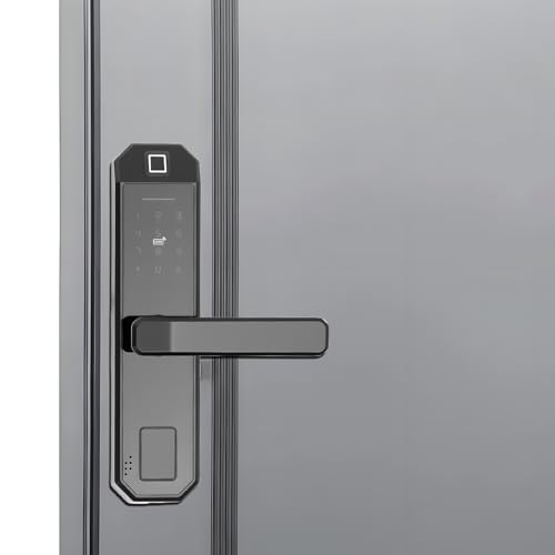 Smart Lock mit Fingerabdruckerkennung Passwort und Schlüssel, Smartes Türschloss mit Griff Initialisierungseinstellung Sofortige Benachrichtigungen für 35-50mm/1.38-1.97inch Haust von RUETERY
