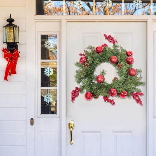 Türkranz Weihnachten, Ø45cm Türkranz Weihnachten mit LED-Lichter, Weihnachtskranz, Weihnachtskranz Tür, wasserdichte Funktion, Timer-Funktion, für Türen, Fenster, Kamine oder Eingänge von RUETERY