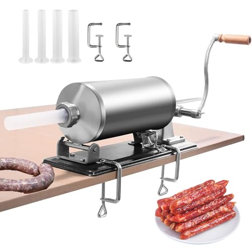 Wurstfüller, Wurstfüllmaschine Edelstahl, Wurstmaschine manuell, mit 4 x Füllrohre und Tischklemme, Sausage Stuffer für Hausgemachte, 3L/3kg Kapazität Wurstfüller, Wurstfüllmaschine Edelstahl, Wurstmaschine manuell, mit 4 x Füllrohre und Tischklemme, Sausage Stuffer für Hausgemachte, 3L/3kg Kapazität von RUETERY