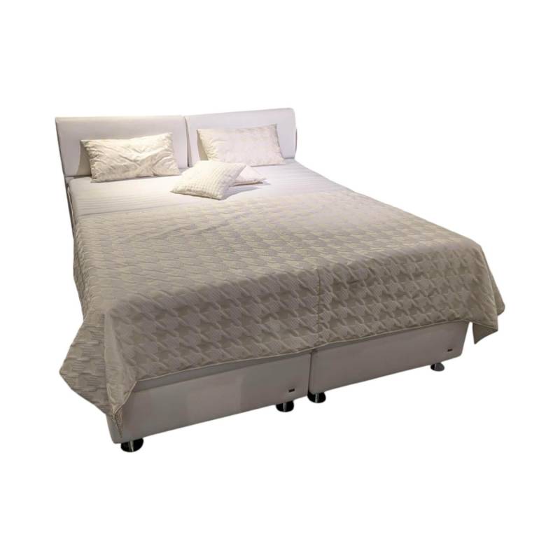 Boxspringbett Veronesse Stoff 6150 Weiß Und  8460 8440 Grau Weiß Füße Chrom Inkl... von RUF Betten