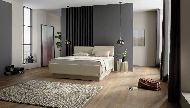 RUF Betten Polsterbett COMPOSIUM ca. 180x200cm in Stoff in Lederoptik creme von RUF Betten