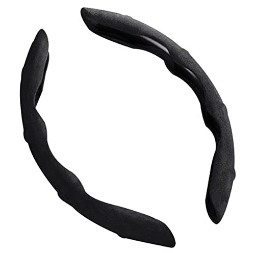 2 Stück Auto Lenkradbezug für Toy-OTA iQ/Ist/Izoa/Matrix/Passo/Porte/Prius/Urban Cruiser/Vitz/Wigo/Yaris, Wildleder Schutzhülle Anti Rutsch Segmentierter Lenkrad Abdeckung Zubehör,A Black von RUFD