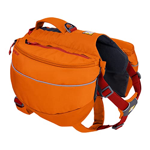 RUFFWEAR Approach Pack, Hunderucksack-Tragetasche mit integriertem Geschirr und Taschen, Tragbares Haustier-Wander- und Campingzubehör mit 2 Leinenbefestigungspunkten, Campfire Orange (X-Small) von RUFFWEAR