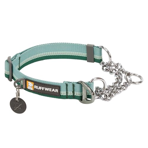 RUFFWEAR Chain Reaction Hundehalsband, verstellbar, kein Ziehen, Hundehalsband und Hundetrainingshalsband, Aluminium-D-Ring & begrenzter Schnur, reflektierendes Hundehalsband River Rock Green 14"-20" von RUFFWEAR