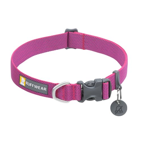 RUFFWEAR Hundehalsband Hi & Light, ultrastark und leicht, Starkes Tubelok-Gewebe, Aluminium-Leinenbefestigungsring und Schnalle, stilvolles Halsband, Alpenglow pink, 36-51cm von RUFFWEAR
