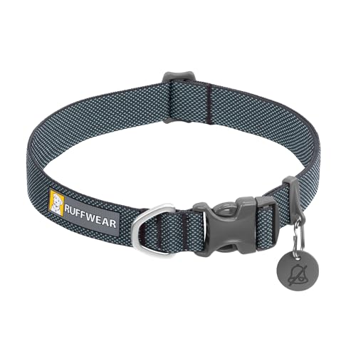 RUFFWEAR Hundehalsband Hi & Light, ultrastark und leicht, Starkes Tubelok-Gewebe, Aluminium-Leinenbefestigungsring und Schnalle, stilvolles Halsband, Basalt Grey, 36-51cm von RUFFWEAR