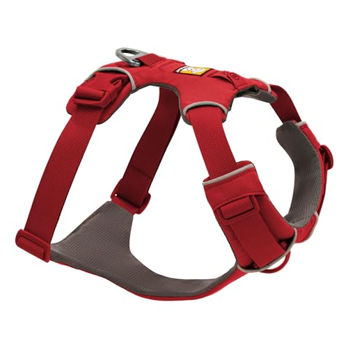 Ruffwear Front Range Hundegeschirr, reflektierendes Y-Geschirr, verstellbares, bequem gepolstertes Alltagsgeschirr für Spaziergänge und Hunderennen, 2 Leinenbefestigungen und V-Ring, Red Canyon M von RUFFWEAR