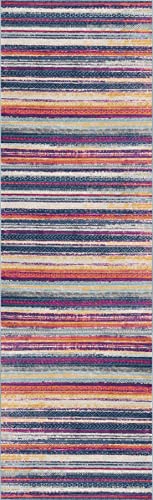 RUG BRANCH Savannah Moderner Boho-Läufer für den Innenbereich, Flur, Bad und Küche, 60 x 30 cm, Blau/Rost von RUG BRANCH