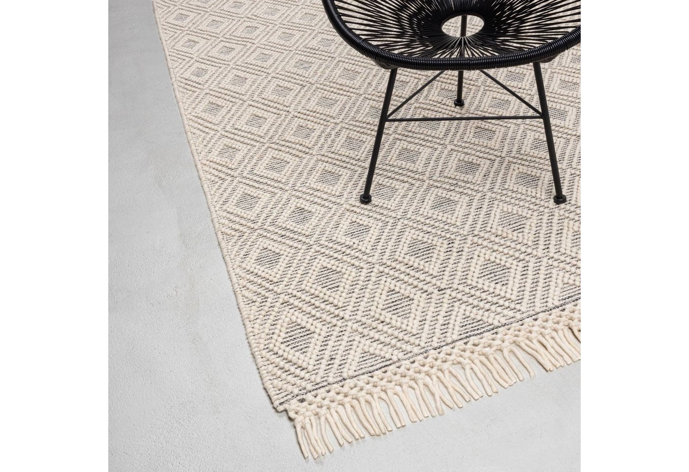 Wollteppich Macrame Style, modern, pflegeleicht, robust, RUG N' ROLL, Rechteckig, handgewebt von RUG N' ROLL