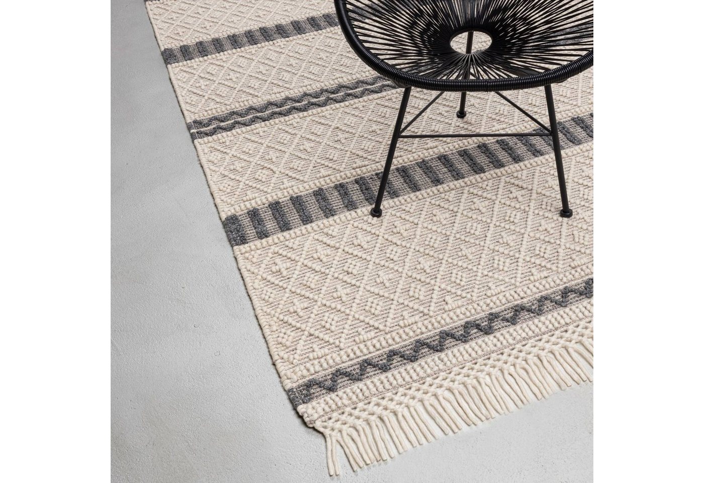 Wollteppich Macrame Style, modern, pflegeleicht, robust, RUG N' ROLL, Rechteckig, handgewebt von RUG N' ROLL