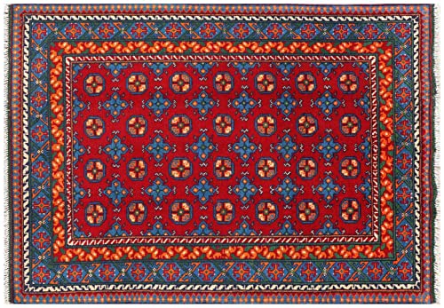 RUG PRINCE Afghan Akcha Rang DAR Teppich 120x180 Handgeknüpft Rot Durchgemustert Orient a von RUG PRINCE