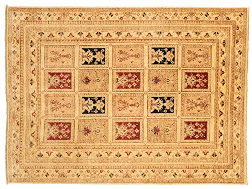 RUG PRINCE Afghan Chobi Ziegler Teppich Handgeknüpft 150x200 Beige Geometrisch von RUG PRINCE