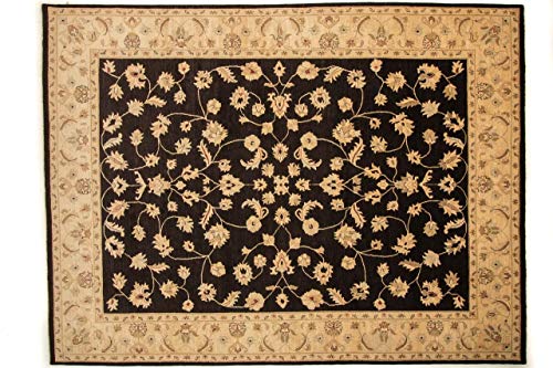 RUG PRINCE Afghan Chobi Ziegler Teppich Handgeknüpft 280x360 Schwarz Blumenmuster von RUG PRINCE