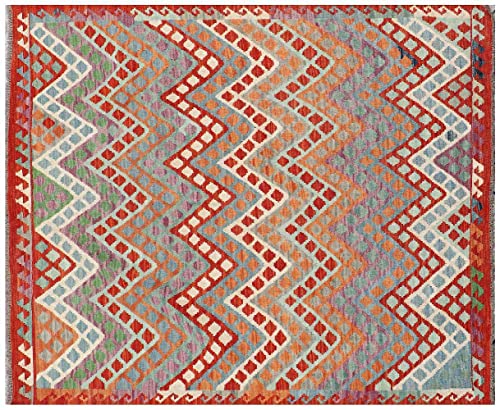 RUG PRINCE Afghan Maimana Kelim Teppich 160x200 Handgewebt Bunt Geometrisch Handarbeit a von RUG PRINCE