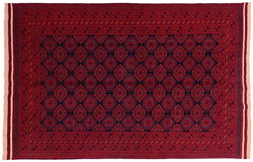 RUG PRINCE Afghanischer Teppich Sarough 200x300 Handgeknüpft Rot Geometrisch Orientalisch von RUG PRINCE