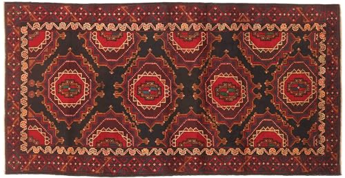 RUG PRINCE Belutsch Baluch Teppich 100x200 Handgeknüpft Schwarz Geometrisch Orientalisch von RUG PRINCE