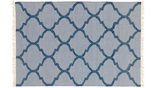 RUG PRINCE Kelim Teppich Handgewebt 120x180 Blau Einfarbig Orient Wolle Zimmer von RUG PRINCE