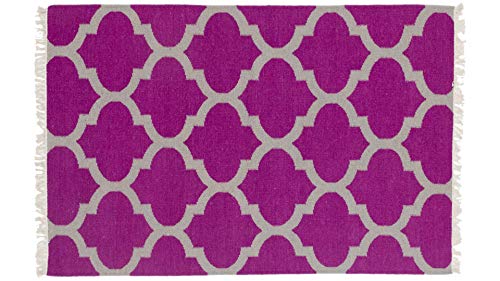 RUG PRINCE Kelim Teppich Handgewebt 120x180 Lila Einfarbig Orient Wolle Zimmer von RUG PRINCE