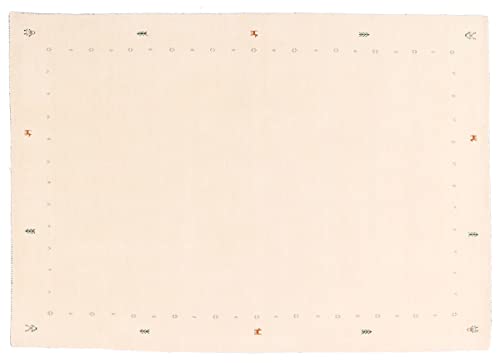 RUG PRINCE Wollteppich Gabbeh Muti 120x170 Handgewebt Weiß Einfarbig Handarbeit Zimmer von RUG PRINCE