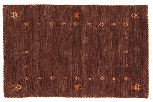 RUG PRINCE Wollteppich Gabbeh Muti 60x90 Handgewebt Braun Einfarbig Handarbeit Zimmer von RUG PRINCE