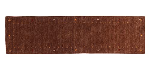 RUG PRINCE Wollteppich Gabbeh Muti 80x200 Handgewebt Läufer Braun Einfarbig Handarbeit von RUG PRINCE