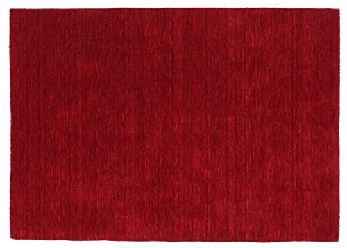 RUG PRINCE Wollteppich Gabbeh Uni 120x170 Handgewebt Rot Einfarbig Handarbeit Zimmer von RUG PRINCE