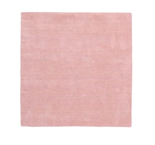 RUG PRINCE Wollteppich Gabbeh Uni 200x200 Handgewebt Quadratisch Rosa Einfarbig Handarbeit b von RUG PRINCE