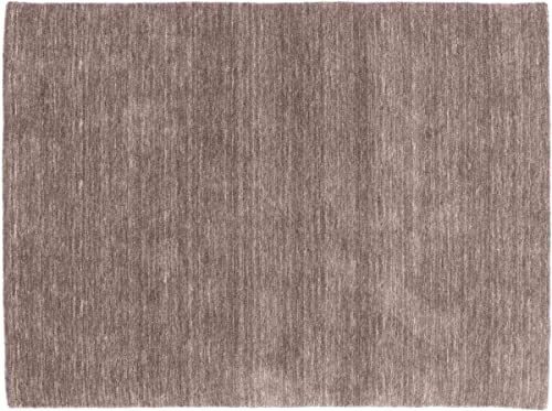 RUG PRINCE Wollteppich Gabbeh Uni 40x60 Handgewebt Grau Einfarbig Handarbeit Zimmer von RUG PRINCE