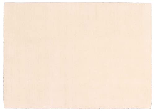 RUG PRINCE Wollteppich Gabbeh Uni 40x60 Handgewebt Weiß Einfarbig Handarbeit Zimmer von RUG PRINCE