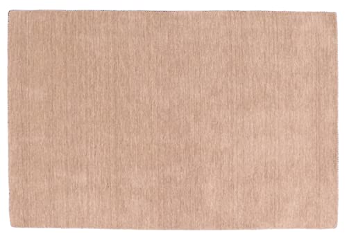 RUG PRINCE Wollteppich Gabbeh Uni 80x150 Handgewebt Beige Einfarbig Handarbeit Zimmer von RUG PRINCE