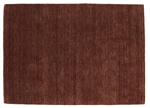 RUG PRINCE Wollteppich Gabbeh Uni 80x150 Handgewebt Braun Einfarbig Handarbeit Zimmer von RUG PRINCE