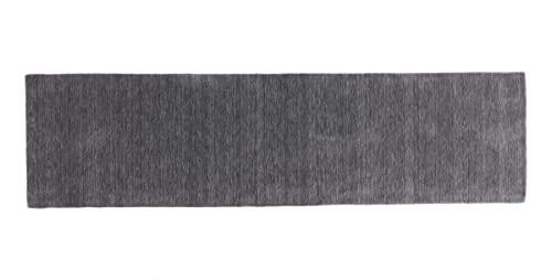 RUG PRINCE Wollteppich Gabbeh Uni 80x200 Handgewebt Läufer Schwarz Einfarbig Handarbeit von RUG PRINCE