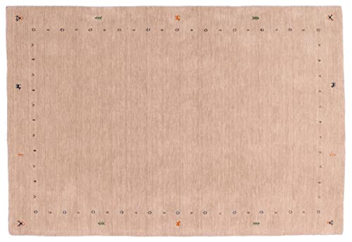 RUG PRINCE Wollteppich Gabbeh Muti 140x200 Handgewebt Beige Einfarbig Handarbeit Zimmer von RUG PRINCE