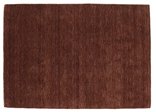 RUG PRINCE Wollteppich Gabbeh Uni 40x60 Handgewebt Braun Einfarbig Handarbeit Zimmer von RUG PRINCE