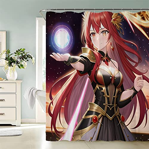 RUGINA Anime Duschvorhang 180x200 cm Polyester Anti-Schimmel Wasserdicht Duschvorhänge Manga-Mädchen 3D Motiv Badvorhang mit 12 Hooks von RUGINA