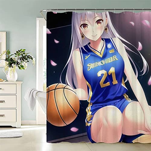 RUGINA Anime Duschvorhang 180x200 cm Polyester Anti-Schimmel Wasserdicht Duschvorhänge Manga-Mädchen 3D Motiv Badvorhang mit 12 Hooks von RUGINA