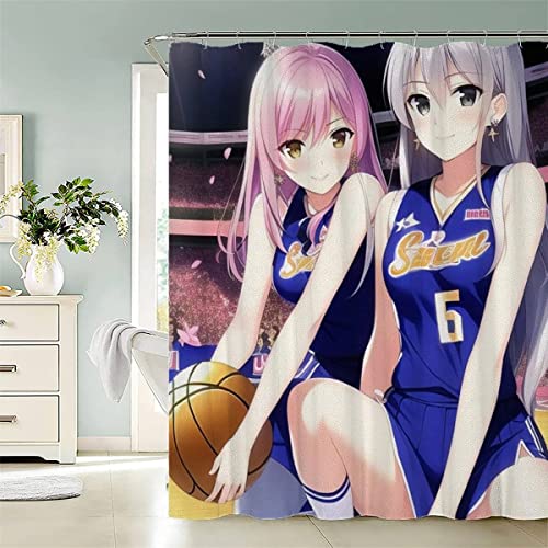 RUGINA Anime Duschvorhang 240x200 cm Polyester Anti-Schimmel Wasserdicht Duschvorhänge Manga-Mädchen 3D Motiv Badvorhang mit 12 Hooks von RUGINA