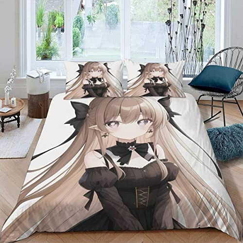 RUGINA Bettwäsche 135x200 Anime Kinderbettwäsche 3D Drucken Manga-Mädchen Bettbezug Mikrofaser flauschig Jungen Mädchen Bettwäsche Set mit 2 Kissenbezügen von RUGINA