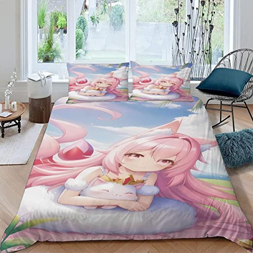 RUGINA Bettwäsche 135x200 Anime Kinderbettwäsche 3D Drucken Manga-Mädchen Bettbezug Mikrofaser flauschig Jungen Mädchen Bettwäsche Set mit 2 Kissenbezügen von RUGINA