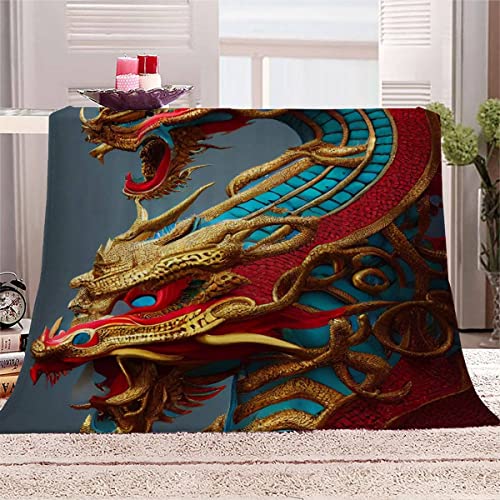 RUGINA Drachen Kuscheldecken 130x150 cm Decke Lustige Tiere 3D-Digitaldruck Weich Flanelldecke für Kinder Erwachsene Sofaüberwurf Decke von RUGINA