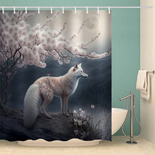 RUGINA Duschvorhang 180x180 cm Anti-Schimmel Wasserdicht Duschvorhänge Fuchs Süße Tiere Duschvorhang mit 12 Duschvorhangringen mit Gewicht Saum von RUGINA