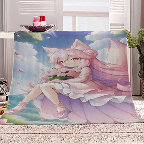 RUGINA Flauschige Wohndecke Anime Blanket 150x200 cm Super Weiche Flanell Decke für Couch, Süßes Mädchen Kuscheldecke Camping von RUGINA