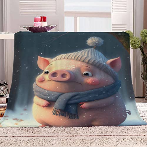 RUGINA Flauschige Wohndecke Schwein Blanket 150x200 cm Super Weiche Flanell Decke für Couch, Süße Tiere Kuscheldecke Camping von RUGINA