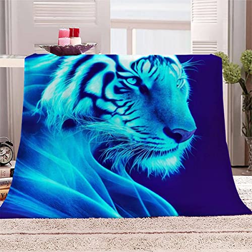 RUGINA Flauschige Wohndecke Tiger Abstrakt Blanket 150x200 cm Super Weiche Flanell Decke für Couch, Süße Cartoon-Tiere Kuscheldecke Camping von RUGINA