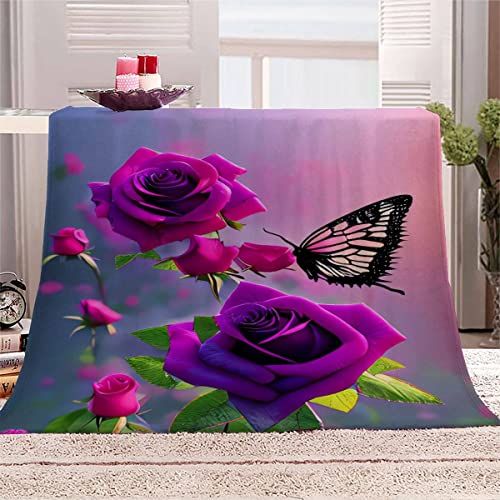 RUGINA Pinke Blume Kuscheldecken 180x220 cm Decke Rose 3D-Digitaldruck Weich Flanelldecke für Kinder Erwachsene Sofaüberwurf Decke von RUGINA